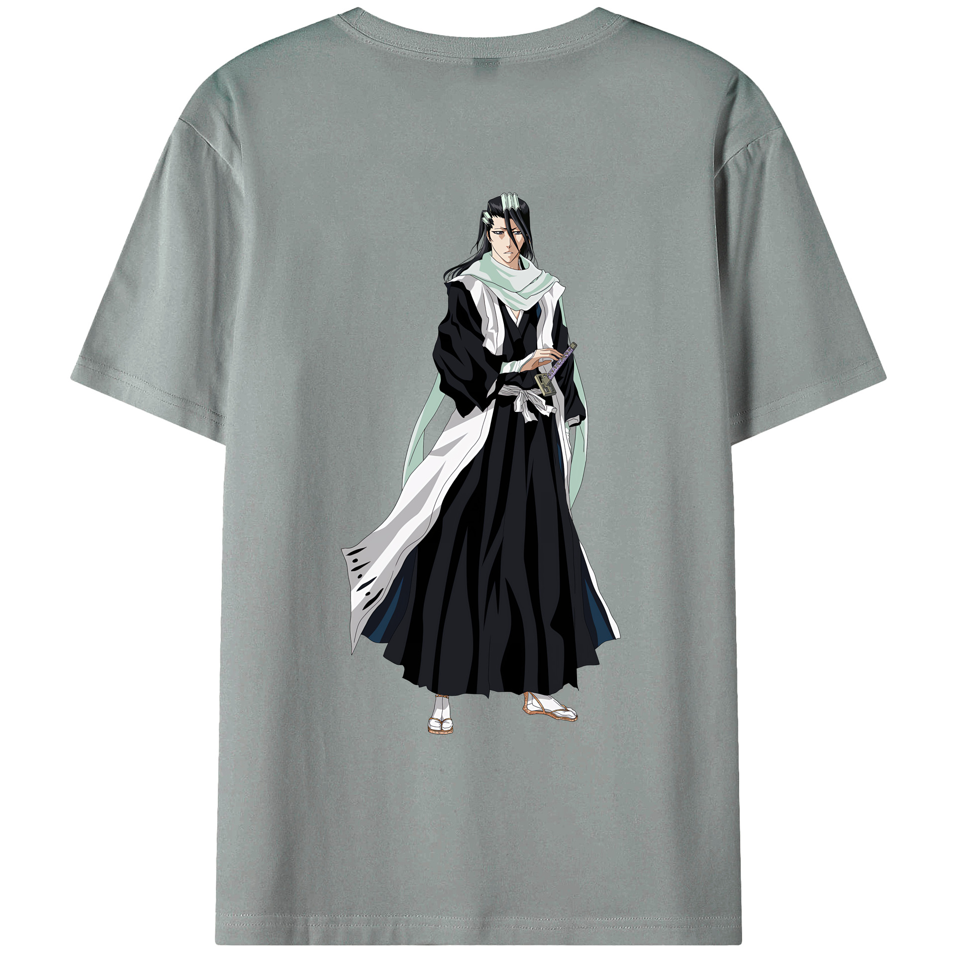 （画像用） ブリーチ くちき びゃくや BLEACH Kuchiki Byakuya 綿100％ メンズ半袖Tシャツ（バックプリント） 通気性